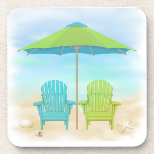 Beach Chairs, Umbrella, Beach Getränkeuntersetzer