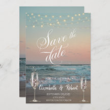 Beach Champagne Glass Save the Date