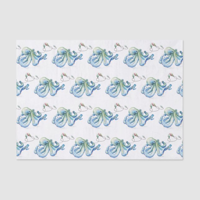 Beach Christmas Blue Tissue Paper Seidenpapier (Vorderseite)