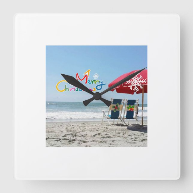 BEACH CHRISTMAS CHRISTMAS SCHLIESSEN QUADRATISCHE WANDUHR (Vorderseite)
