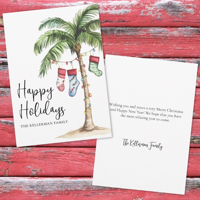 Beach Christmas Happy Feiertagskarte (Tropical Beach Christmas Happy Holidays Holiday Card)