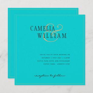 Beach Classic Turquoise Gold Wedding Square