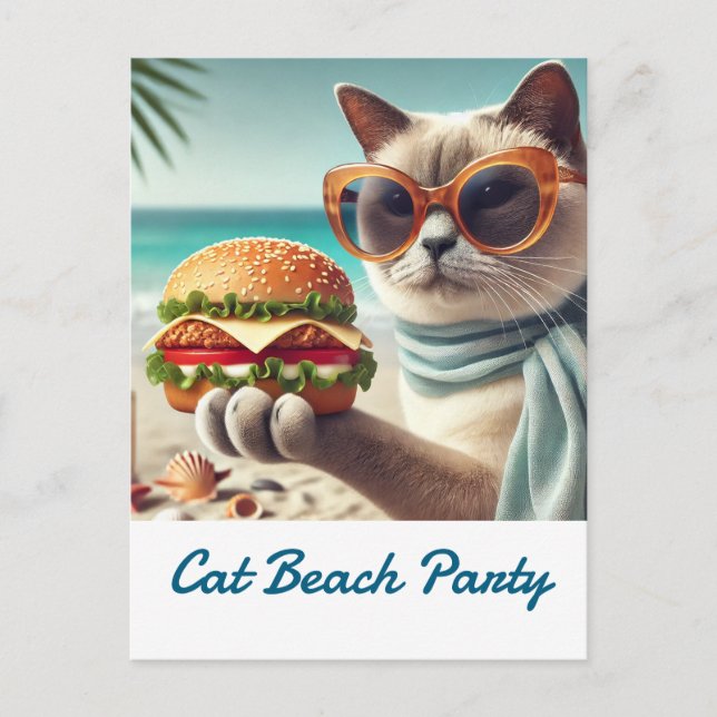 Beach Cleanup thank you card for Cat Lovers Postkarte (Vorderseite)