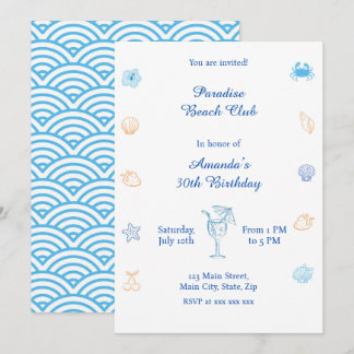 Beach Club Birthday Einladung