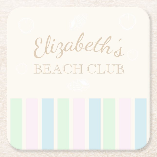 Beach Club Birthday Rechteckiger Pappuntersetzer (Vorderseite)