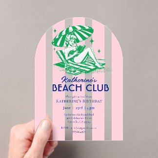 Beach Club Pink Cabana Feste Party Acryleinladungen