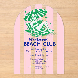 Beach Club Pink Cabana Feste Party Acryleinladungen