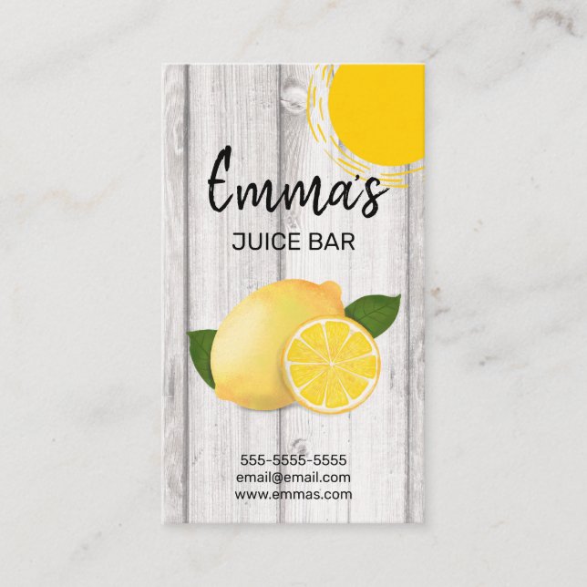 Beach Club Saft Bar Café Limonade Zitronensonne Visitenkarte (Vorderseite)
