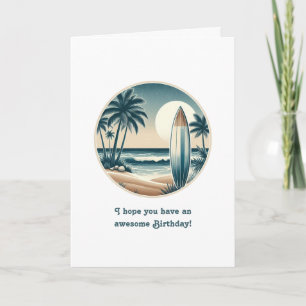 Beach Club Surfboard Tropical Birthday Karte