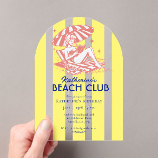 Beach Club Yellow Cabana Feste Party Acryleinladungen
