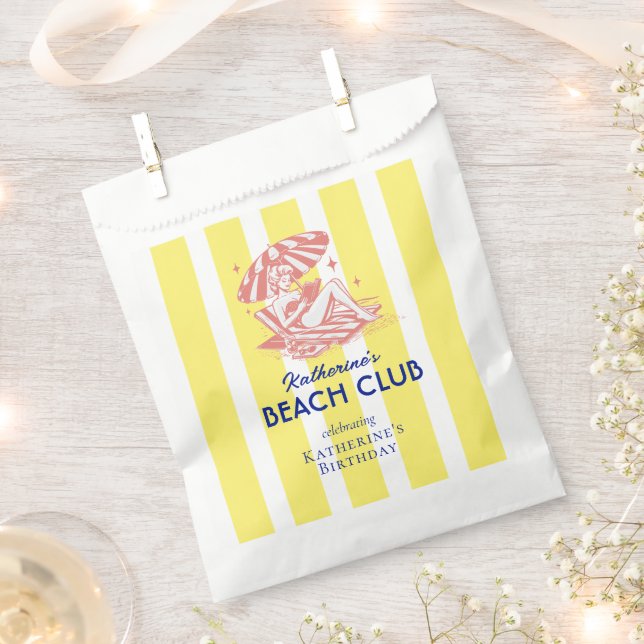 Beach Club Yellow Cabana Feste Party Geschenktütchen (Ausgeschnitten)