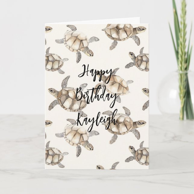 Beach Coast Ocean Sea Turtles Birthday Karte (Vorderseite)