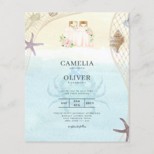 Beach Coastal Hochzeit Einladung Sand Ocean Life Flyer