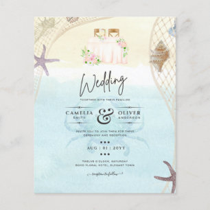 Beach Coastal Hochzeit Einladung Sand Ocean Life Flyer