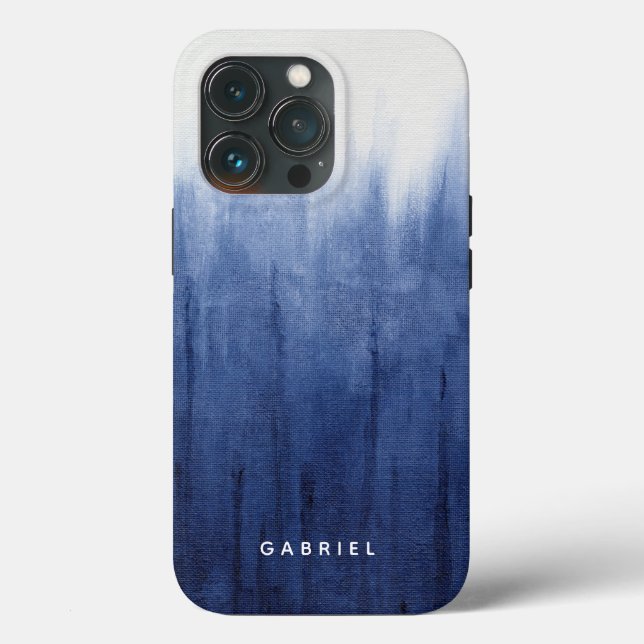Beach Coastal Modern Blue n White Shibori Gefärbte Case-Mate iPhone Hülle (Rückseite)