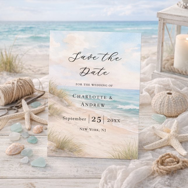 Beach coastal modern wedding save the date (Von Creator hochgeladen)