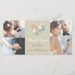Beach Coastal Nautical Heart Wedding Vielen Dank Dankeskarte