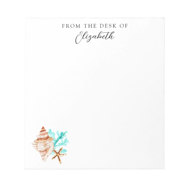 Beach Coastal Seashells Tropical From the Desk Of Notizblock (Vorderseite)