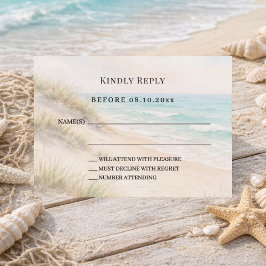 Beach coastal wedding response RSVP Mitteilungskarte