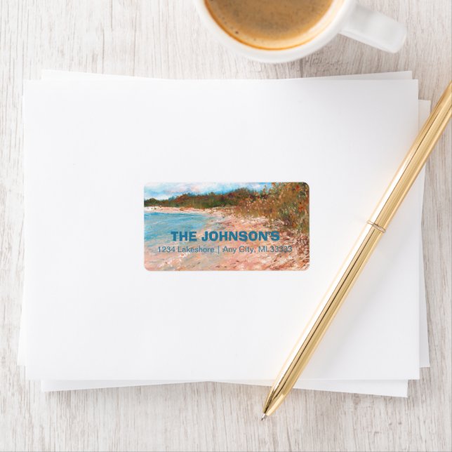 Beach Coastan Michigan Shoreline Custom Label Adressaufkleber (Insitu)