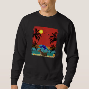 Beach Coconut Tree Retro Graphic Dackel Dog Su Sweatshirt