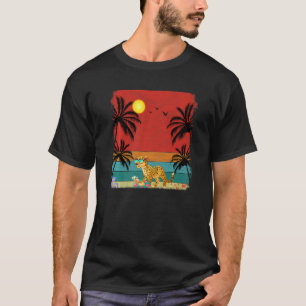 Beach Coconut Tree Retro Graphic Jaguar Sommer T-Shirt