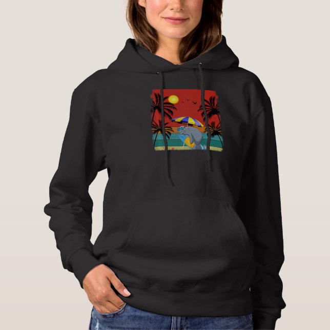 Beach Coconut Tree Retro Graphic Manatee Sommer Hoodie (Vorderseite)