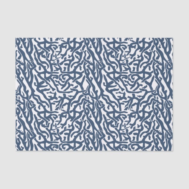 Beach Coral Reef Muster Nautical Navy Weiße V2 Seidenpapier (Vorderseite)