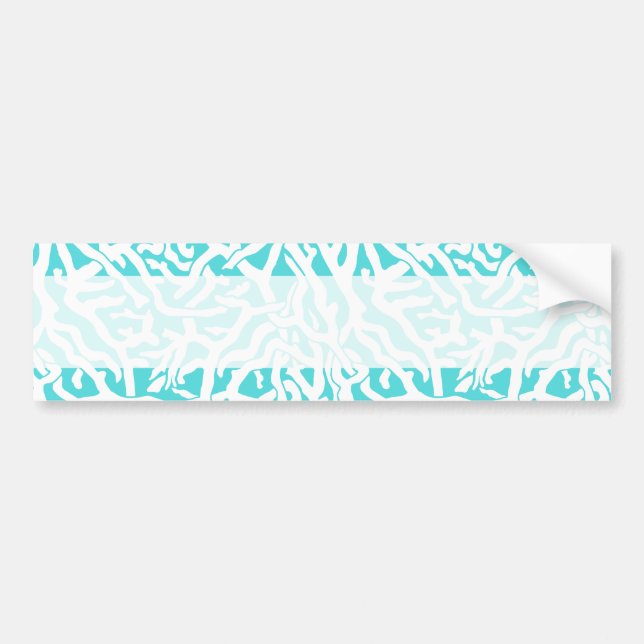Beach Coral Reef Muster Nautical White Blue Autoaufkleber (Vorne)