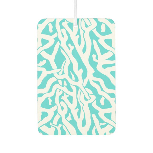Beach Coral Reef Muster Nautical White Blue Autolufterfrischer (Vorderseite)