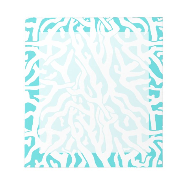 Beach Coral Reef Muster Nautical White Blue Notizblock (Vorderseite)