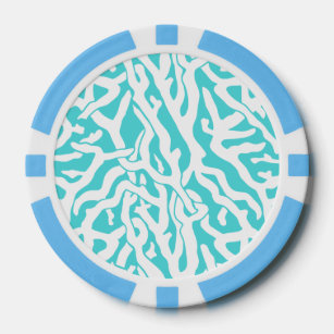Beach Coral Reef Muster Nautical White Blue Pokerchips