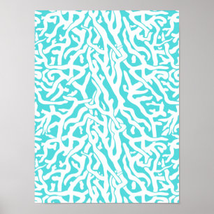 Beach Coral Reef Muster Nautical White Blue Poster