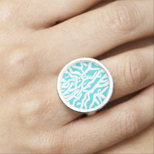 Beach Coral Reef Muster Nautical White Blue Ring