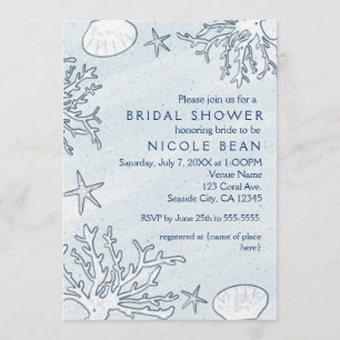 Beach Coral Reef Sea Muschel & Starfish Einladunge Einladung