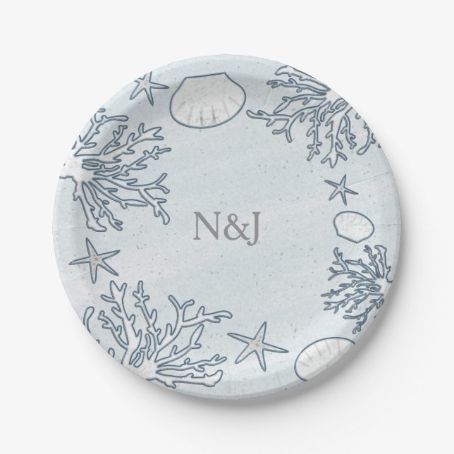 Beach Coral Reef Sea Muschel & Starfish Paper Tell Pappteller (Vorderseite)