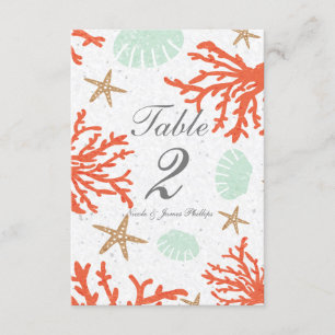 Beach Coral Reef Sea Muschel & Starfish Tischnumme Einladung