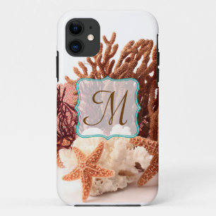 Beach Coral Star Fish Sand Monogram IPHONE 5 Fall 11 Hülle