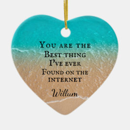 Beach couple photo Valentine Keramik Ornament