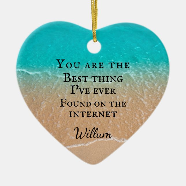 Beach couple photo Valentine Keramik Ornament (Vorne)