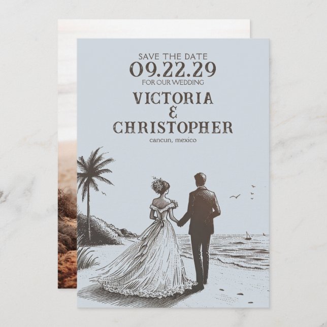 Beach Couple Save the Date (Vorne/Hinten)