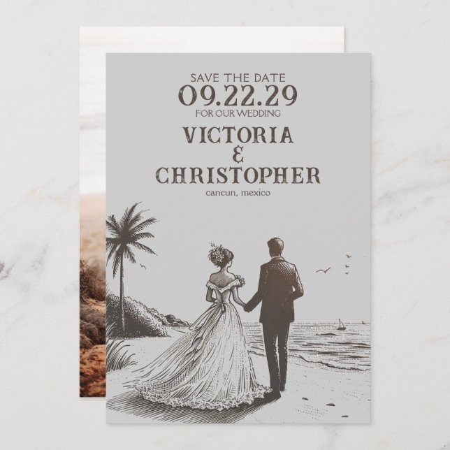 Beach Couple Save the Date (Vorne/Hinten)