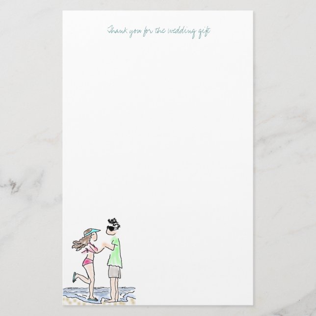 Beach Couple Vielen Dank Hinweis Papier (Vorderseite)