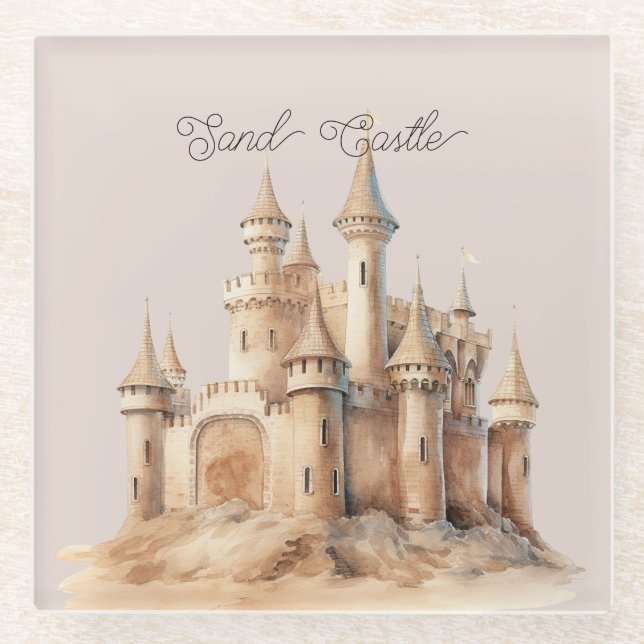 Beach Cream Sand Castle Glasuntersetzer (Vorderseite)