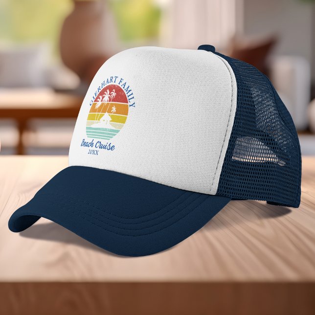 Beach Cruise Family Wiedersehen Retro Matching Truckerkappe (Beach Cruise Family Reunion Retro Matching Trucker Hat)
