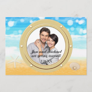 Beach Cruise Muschel Hochzeit Port Foto Einladung