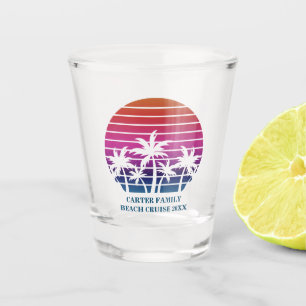Beach Cruise Pink Palm Tree Custom Familienurlaub Schnapsglas