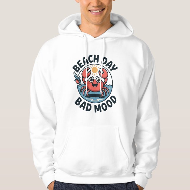 Beach Day Bad Mood – Funny Crab Cartoon Summer T‑S Hoodie (Vorderseite)