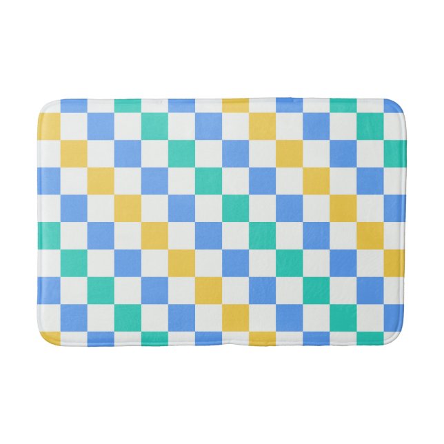 Beach day diagonal checkerboard pattern badematte (Vorderseite)