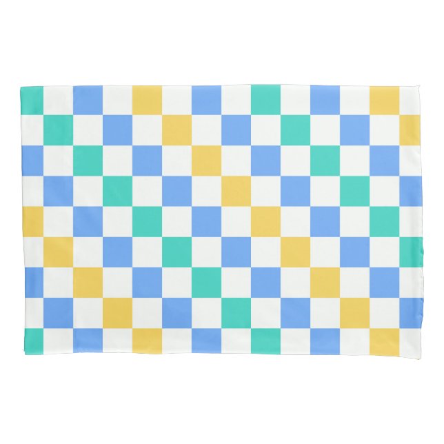 Beach day diagonal checkerboard pattern kissenbezug (Vorderseite-Links)